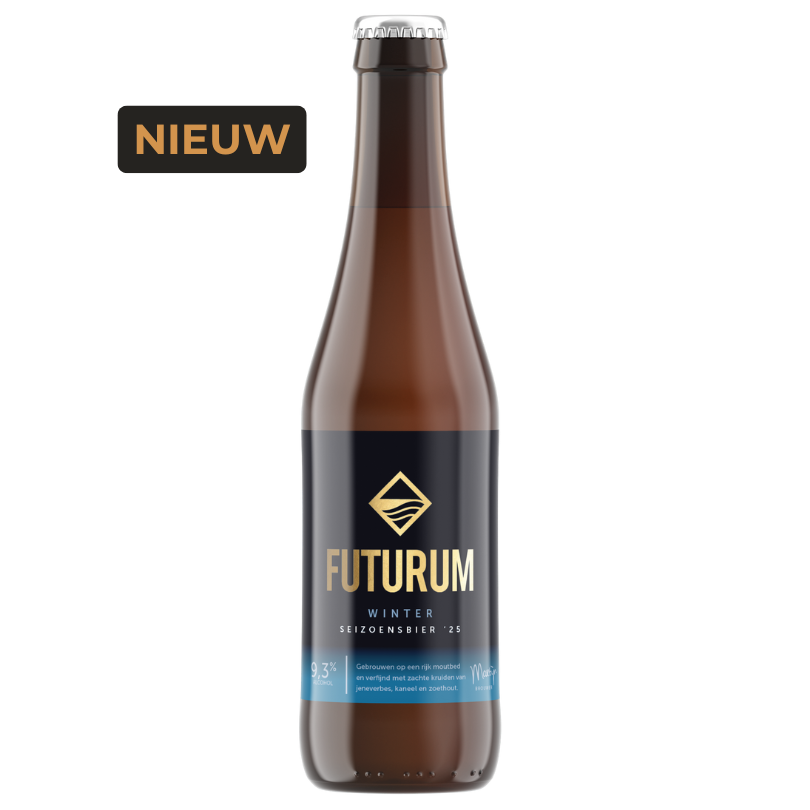 Fles Winterbier 2025 van Brouwerij De Toekomst – quadrupel met kruiden en chocolade-tonen